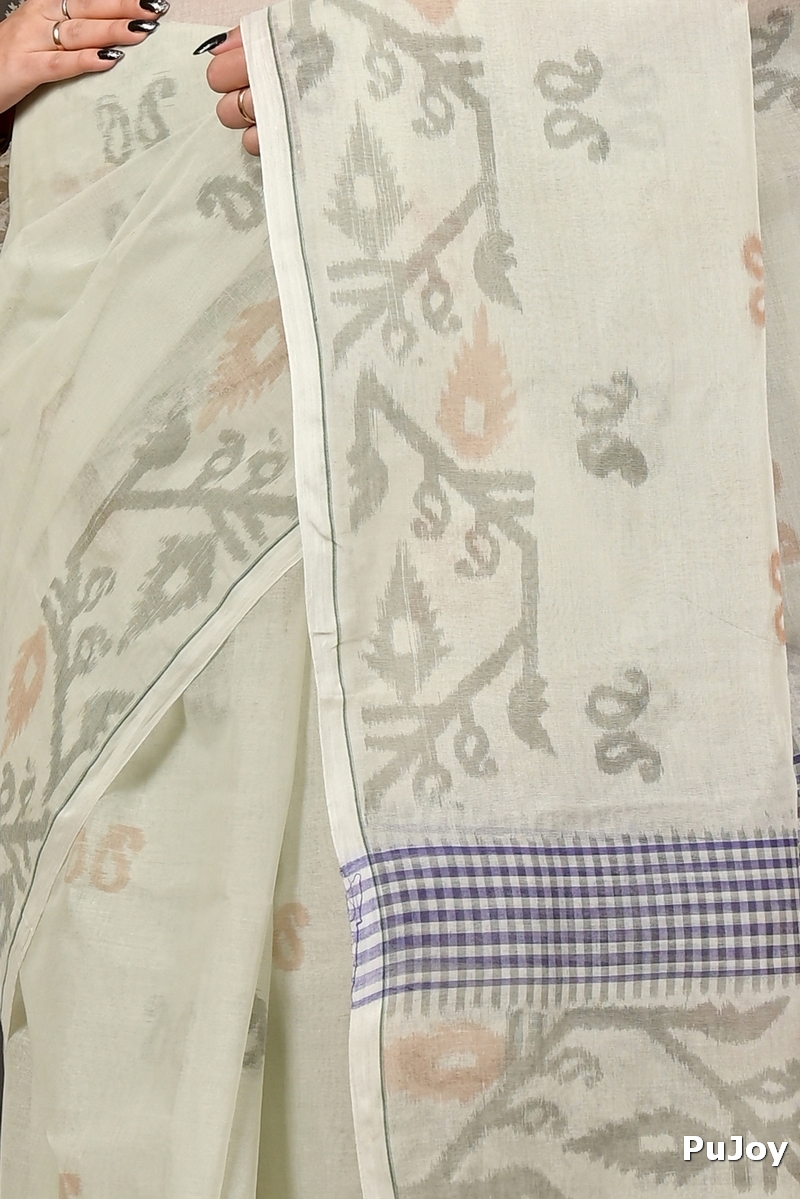 Off White Pure Cotton Divani Tant Saree Print (3014)