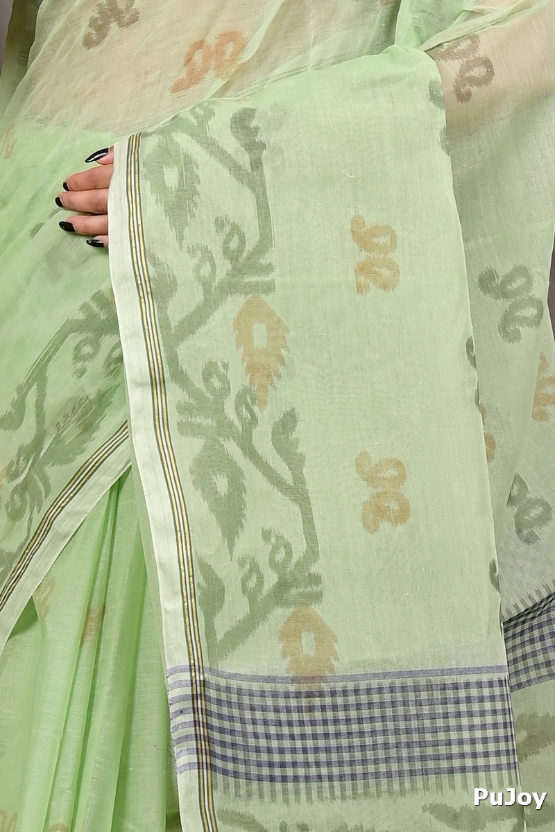 Light Green Pure Cotton Divani Tant Saree Print (3015)
