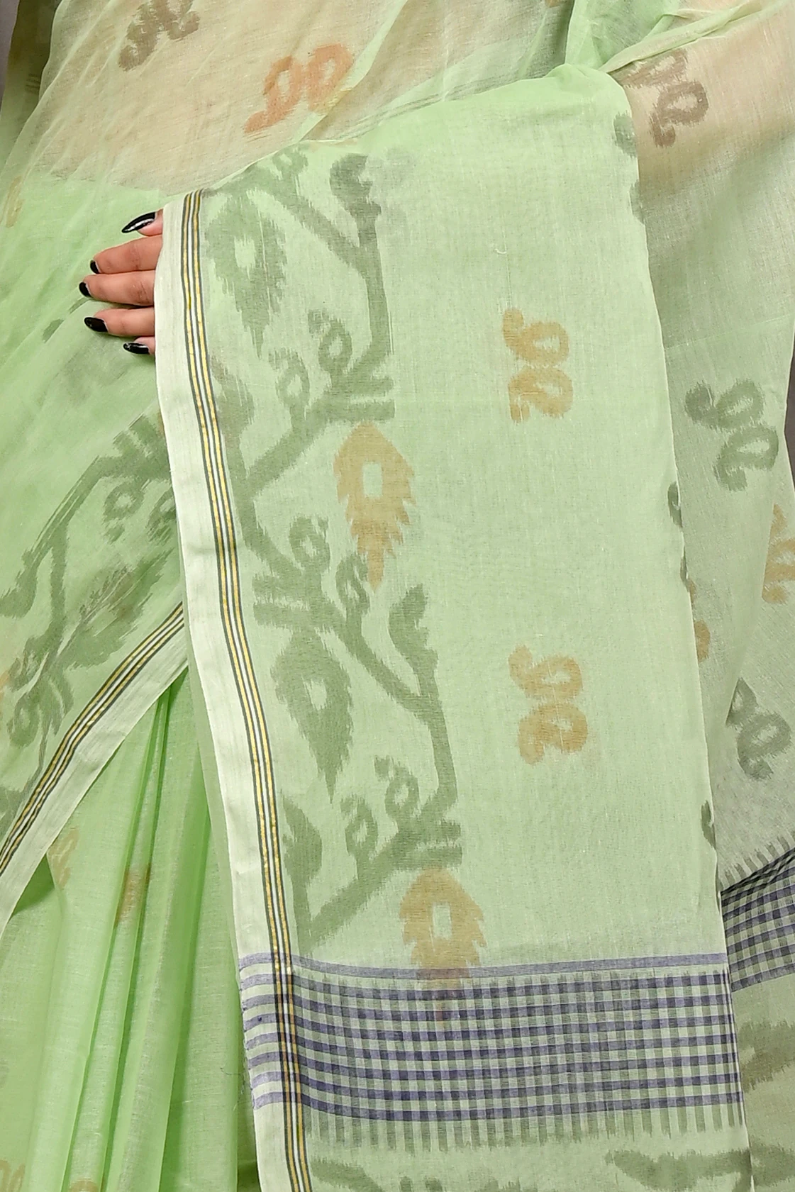 Light Green Pure Cotton Divani Tant Saree Print (3015)