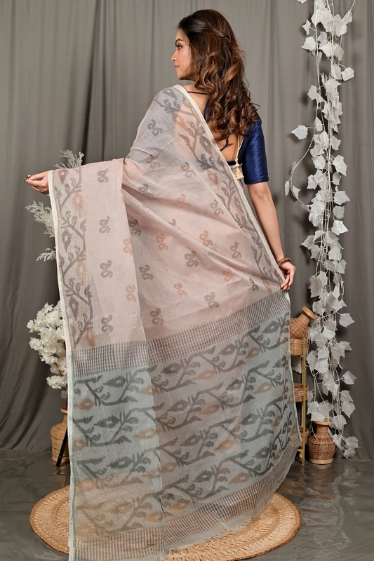Light Brown Pure Cotton Divani Tant Saree Print (3016)