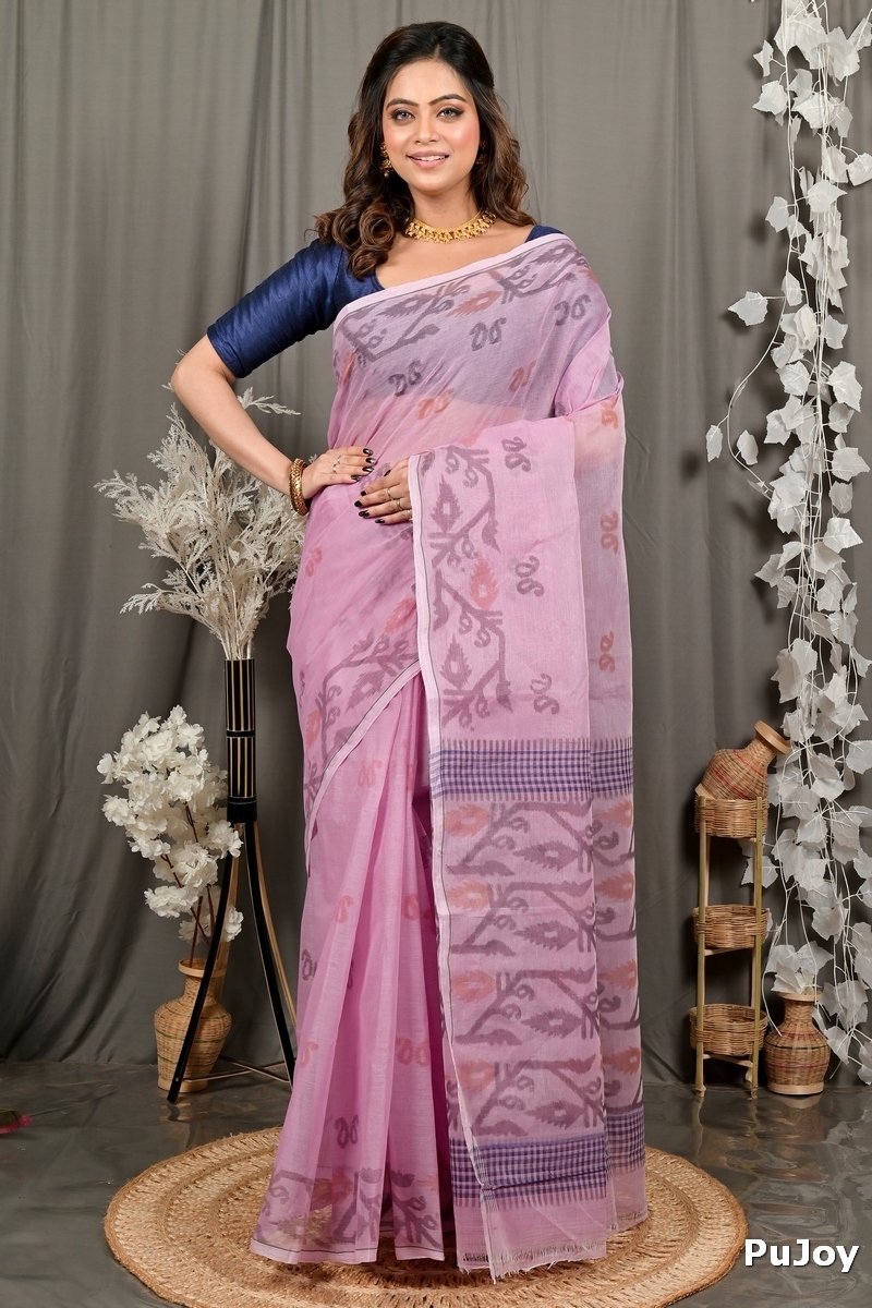 Peach Pure Cotton Divani Tant Saree Print (3017)