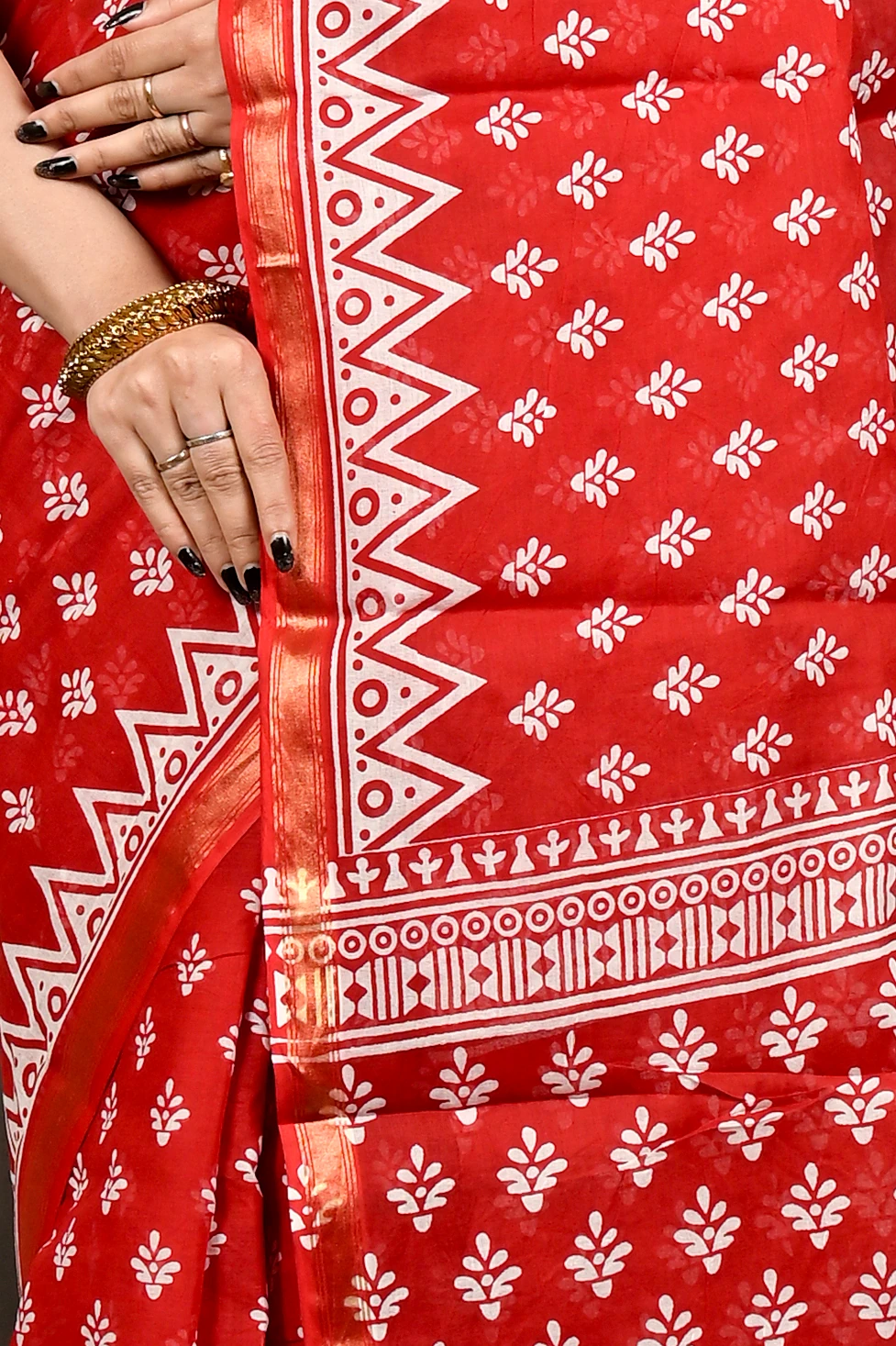 Maroon Pure Cotton Febasi Batik Print Saree (3019)