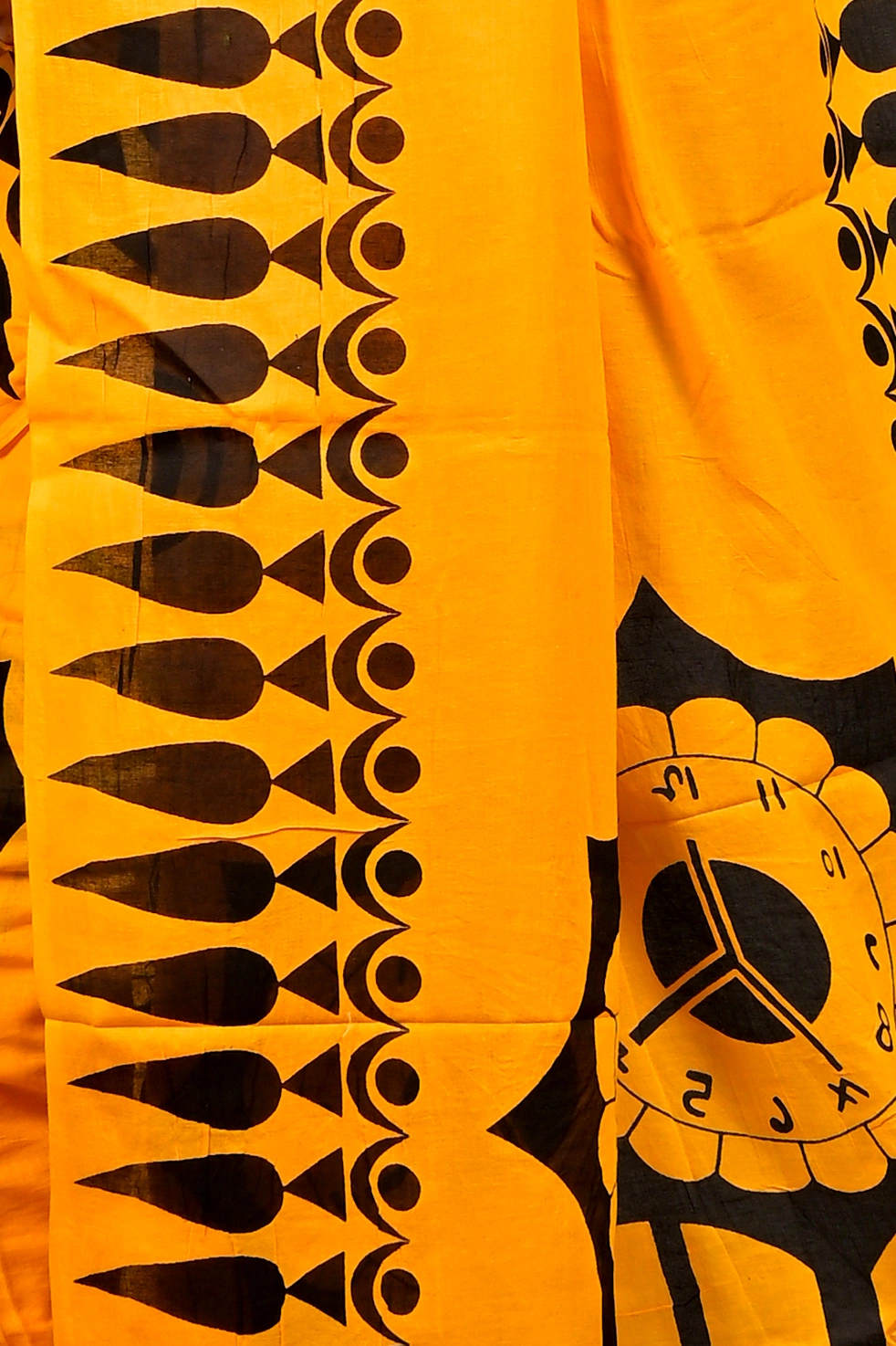 Yellow Pure Cotton Febui Printed Handloom Saree (3026)