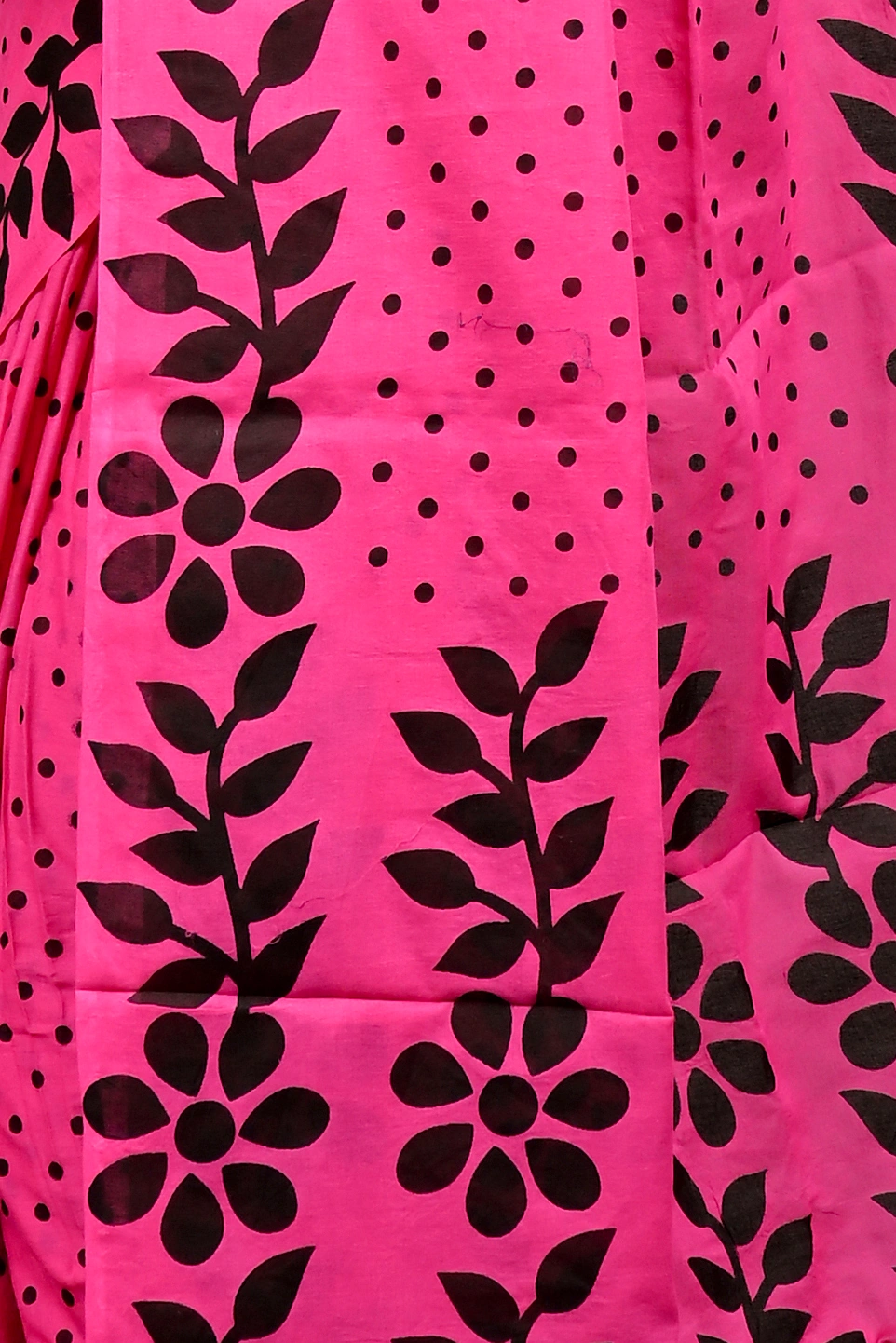 Dark Pink Pure Cotton Febuitwo Printed Handloom Saree (3028)