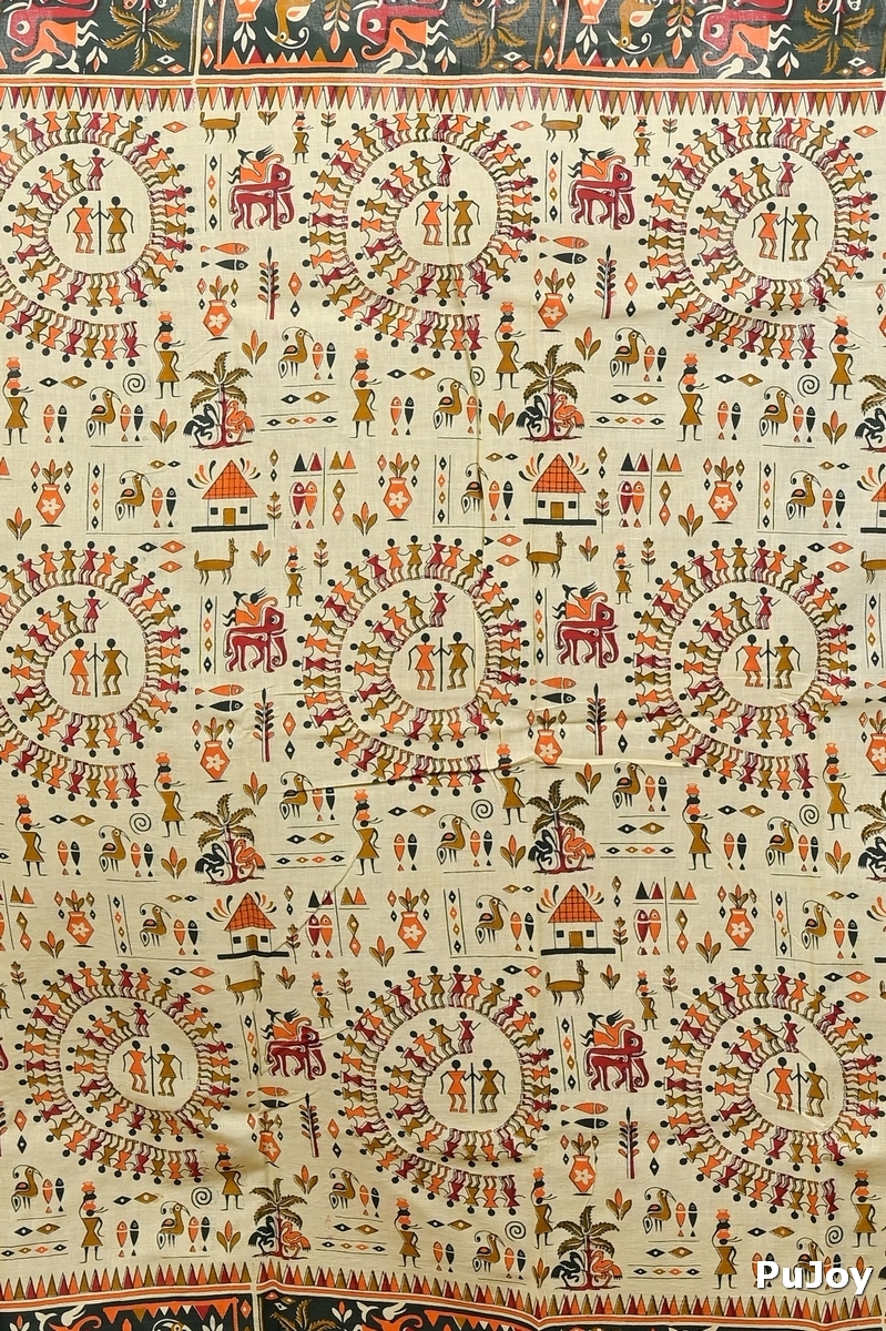 Off White Green Pure Cotton Feepsi Kalamkari Printed Saree (3029)