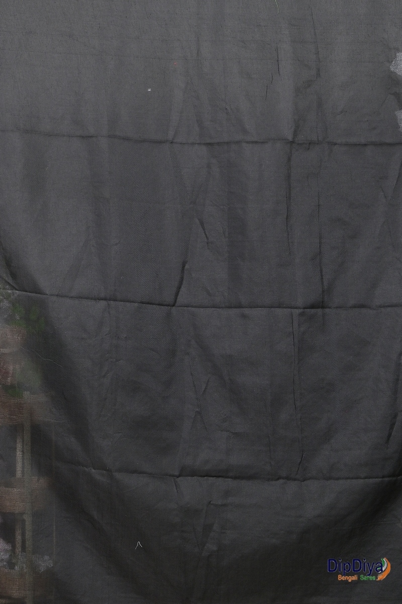 Black Cotton Blended Paraya Embroidery Handloom saree (303)