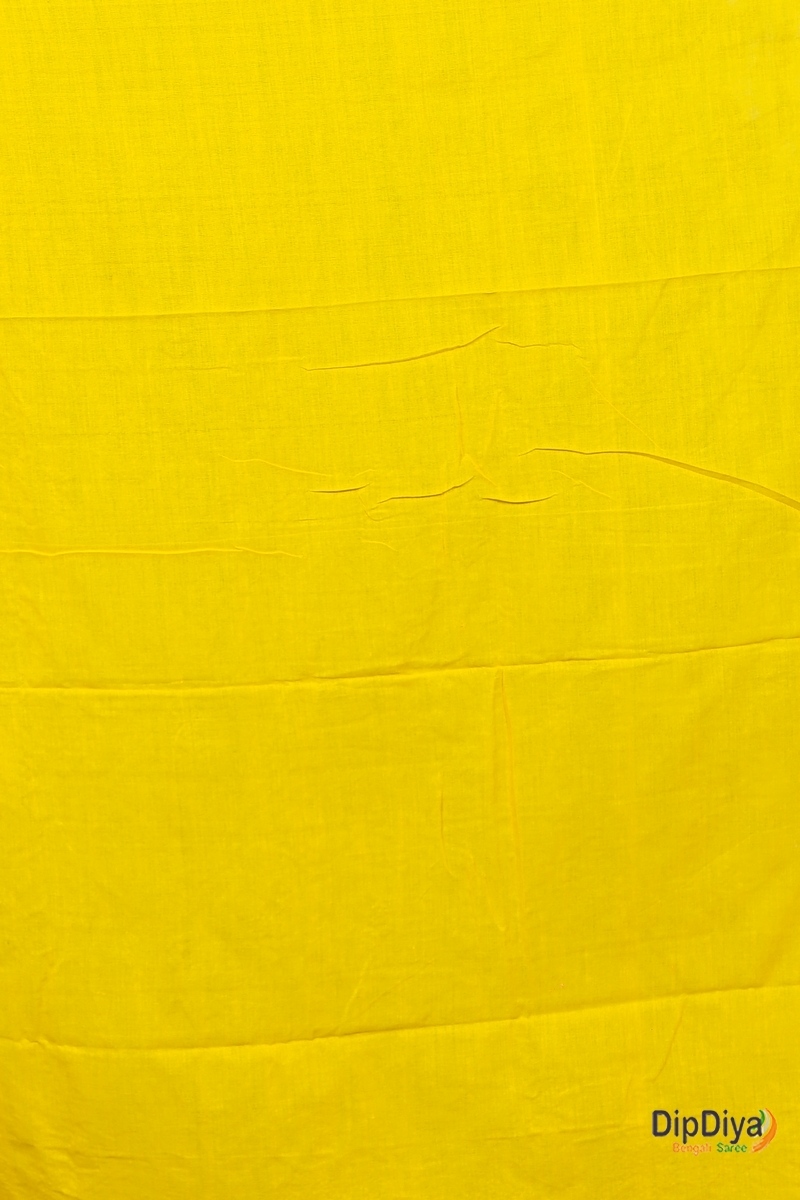 Yellow Cotton Blended Paraya Embroidery Handloom saree (304)