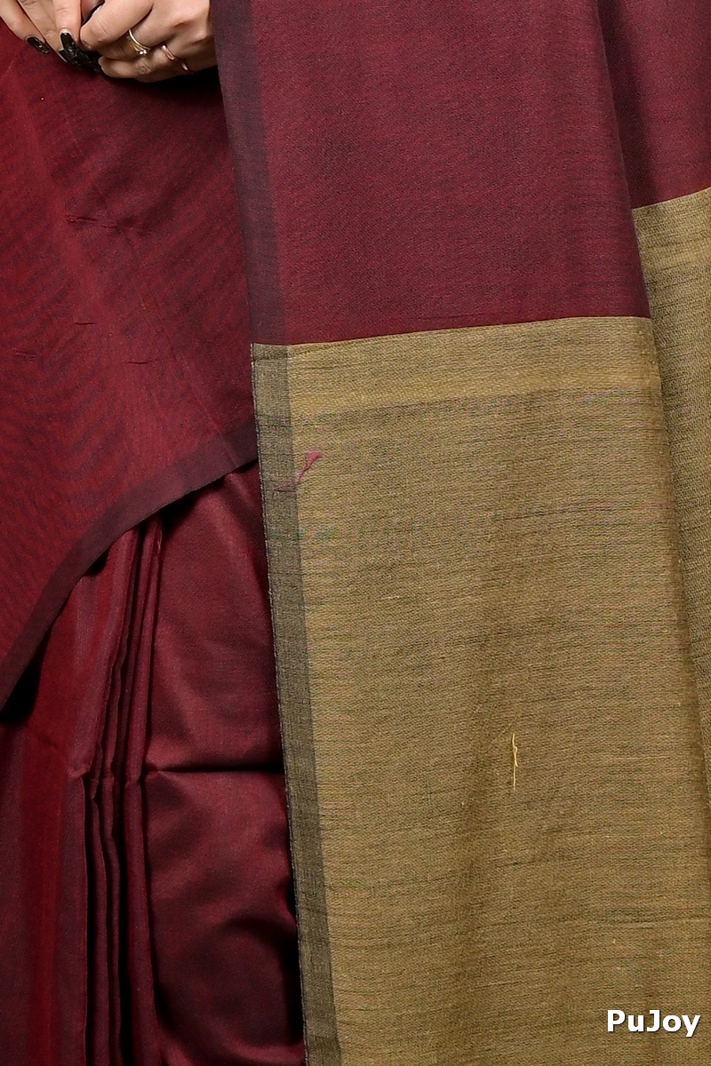 Brown Pure Cotton ThanKhaditu Hand Loom Saree (3041)