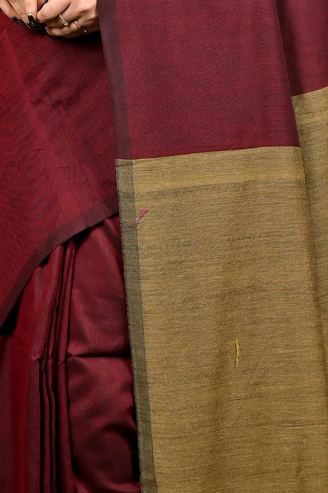 Brown Pure Cotton ThanKhaditu Hand Loom Saree (3041)