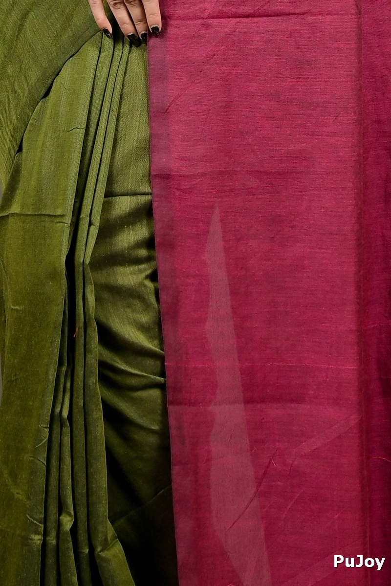 Mehendi Green Pure Cotton ThanKhaditu Hand Loom Saree (3043)