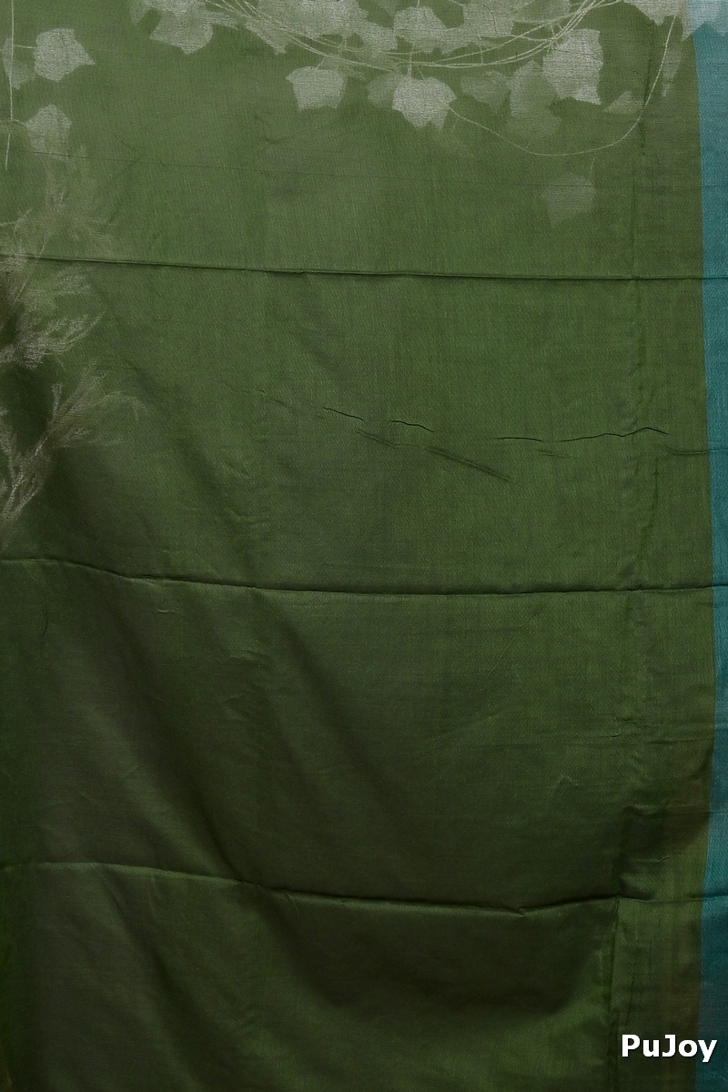 Green Pure Cotton ThanKhaditu Hand Loom Saree (3044)
