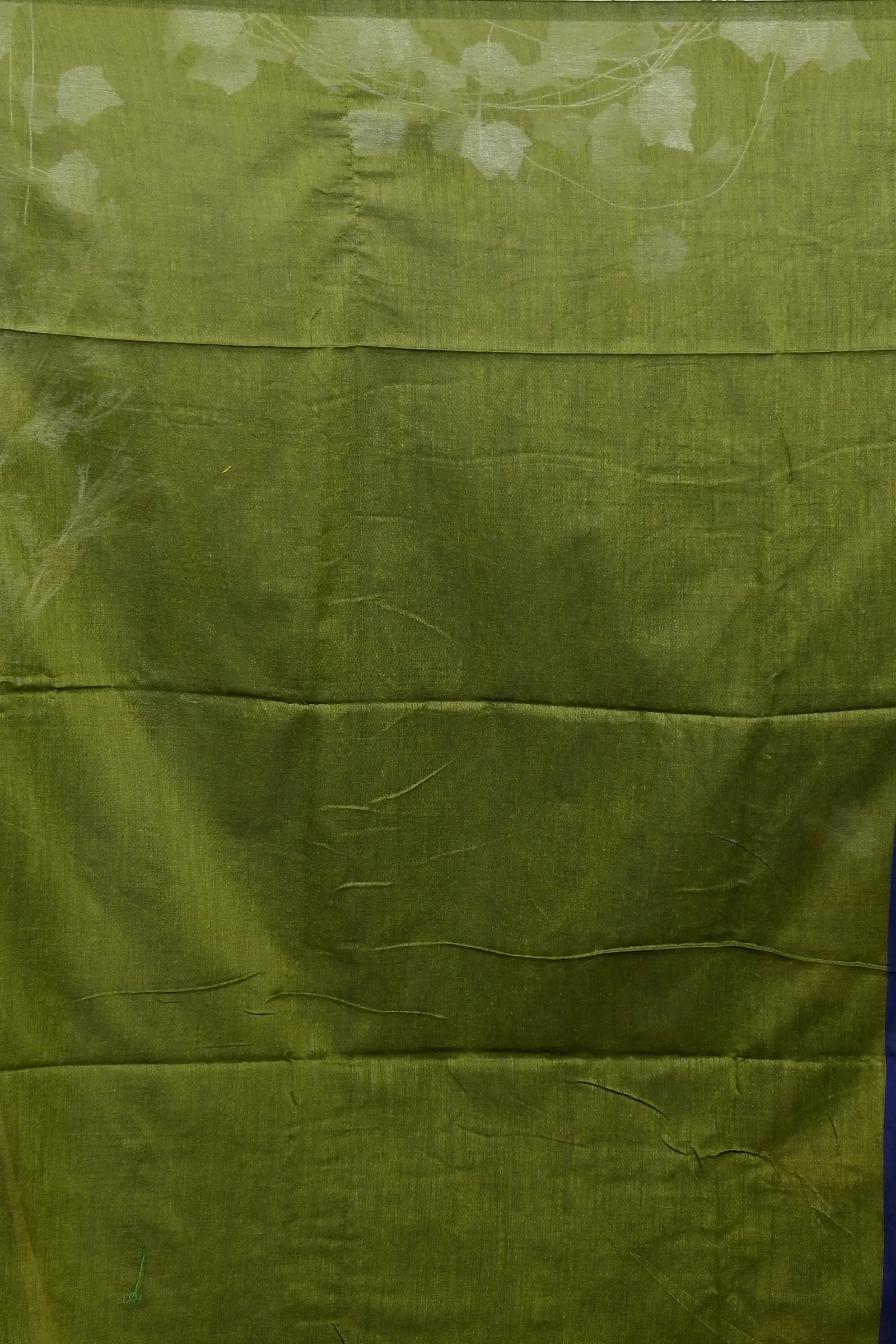 Blue Green Pure Cotton ThanKhaditu Hand Loom Saree (3045)