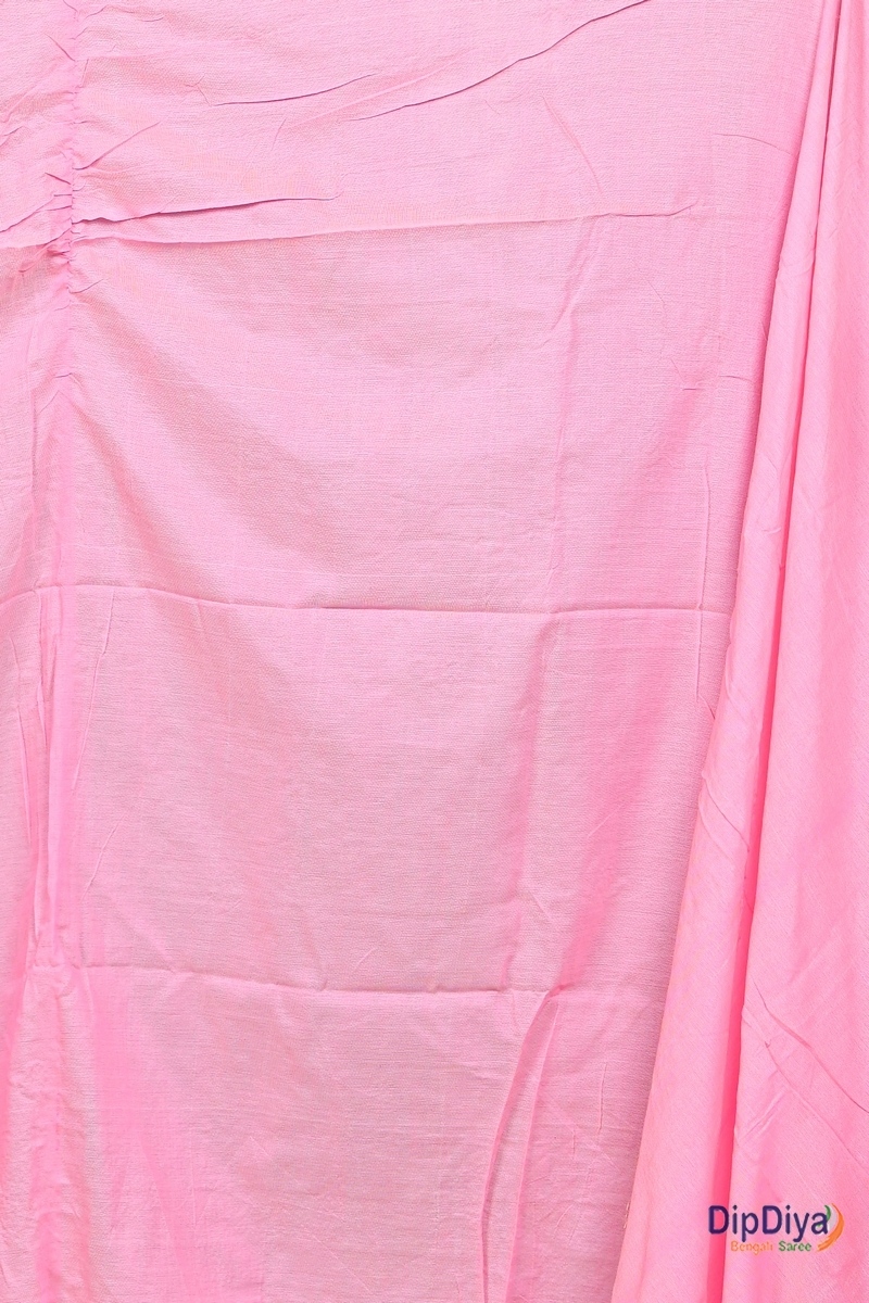 Pink Cotton Blended Paraya Embroidery Handloom saree (305)