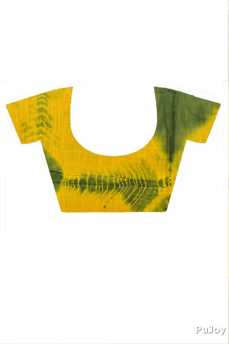 Yellow Green Pure Cotton Finui Hand Loom Saree (3062)