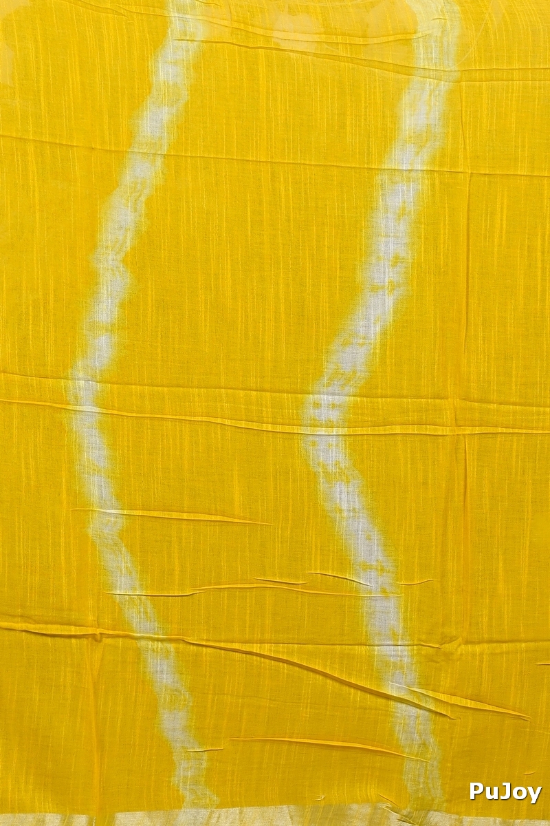 Yellow Pure Cotton Finui Hand Loom Saree (3064)