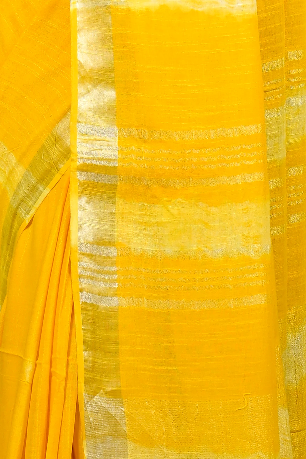 Yellow Pure Cotton Finui Hand Loom Saree (3064)