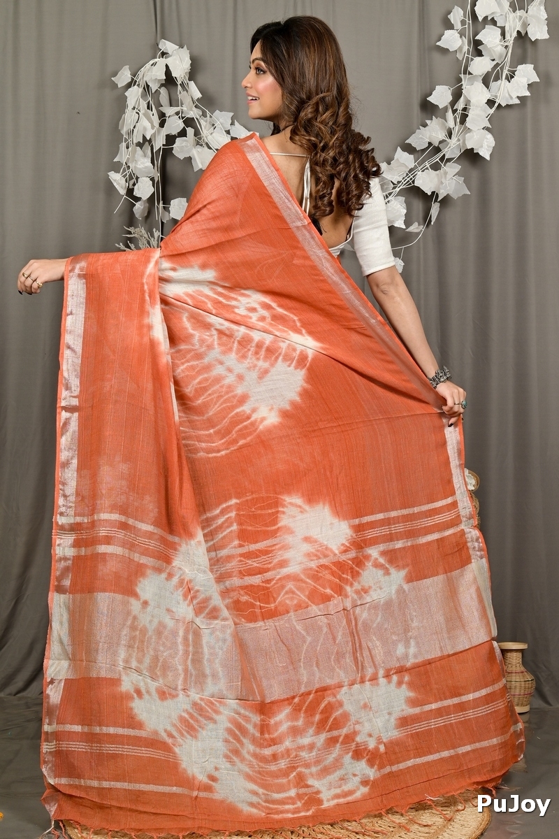 Brown Pure Cotton Finui Hand Loom Saree (3066)