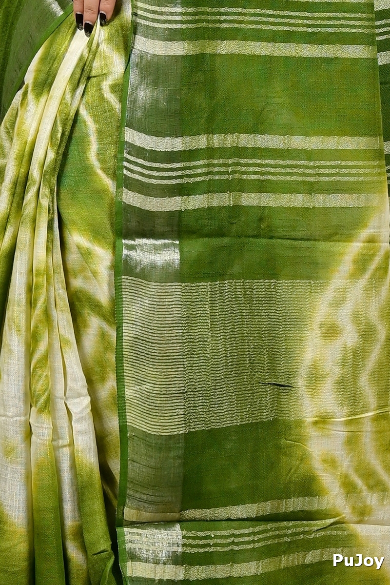 Green Pure Cotton Finui Hand Loom Saree (3067)