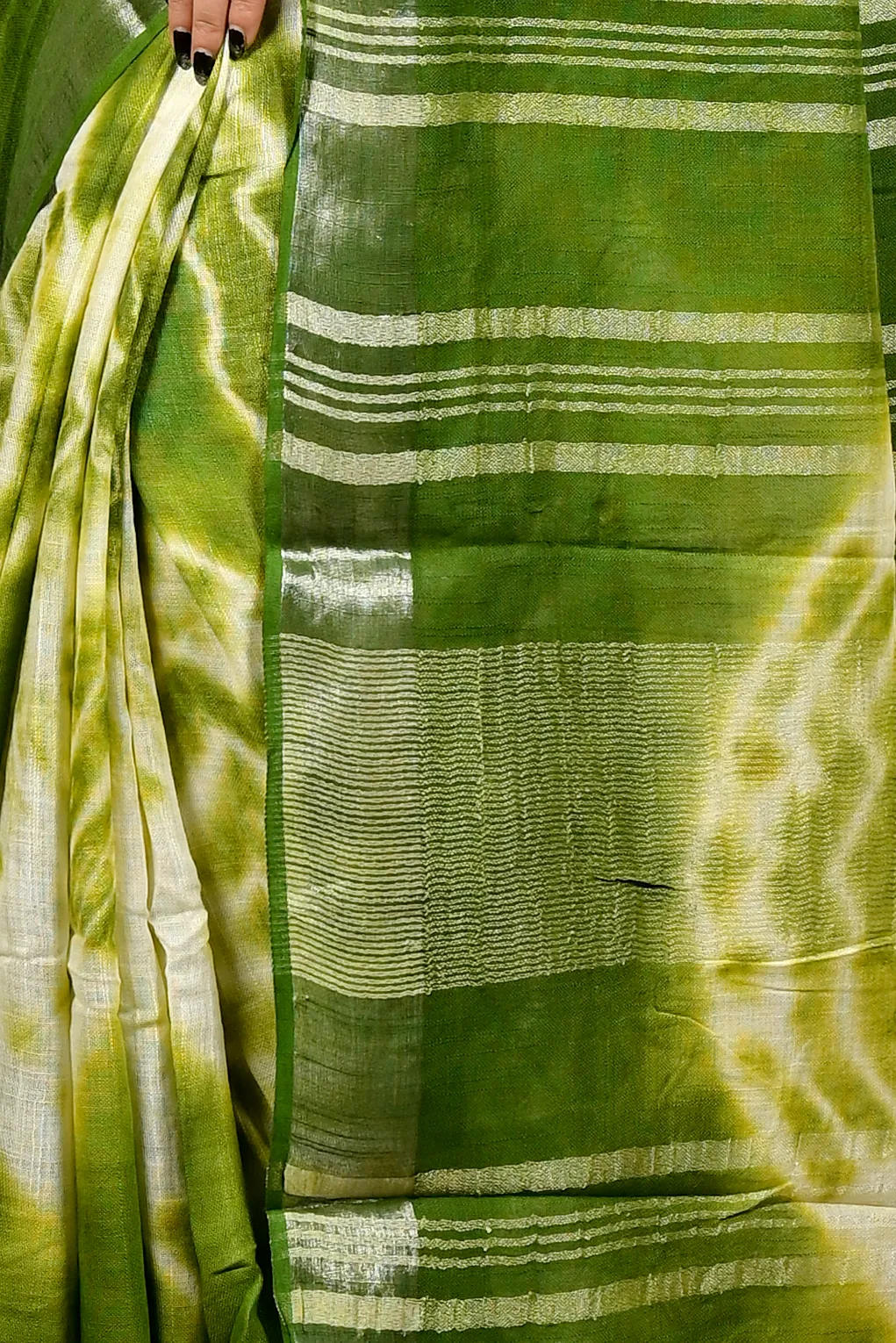 Green Pure Cotton Finui Hand Loom Saree (3067)