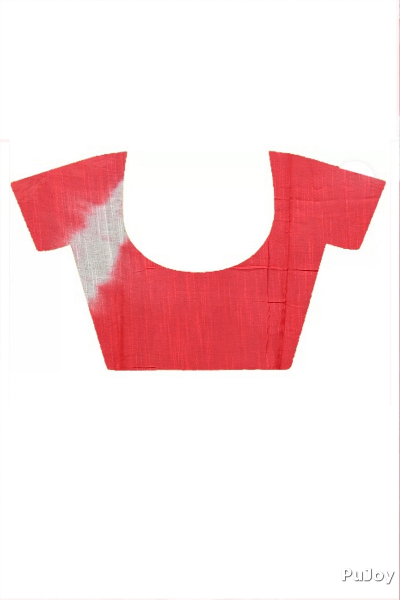 Red Pure Cotton Finui Hand Loom Saree (3068)