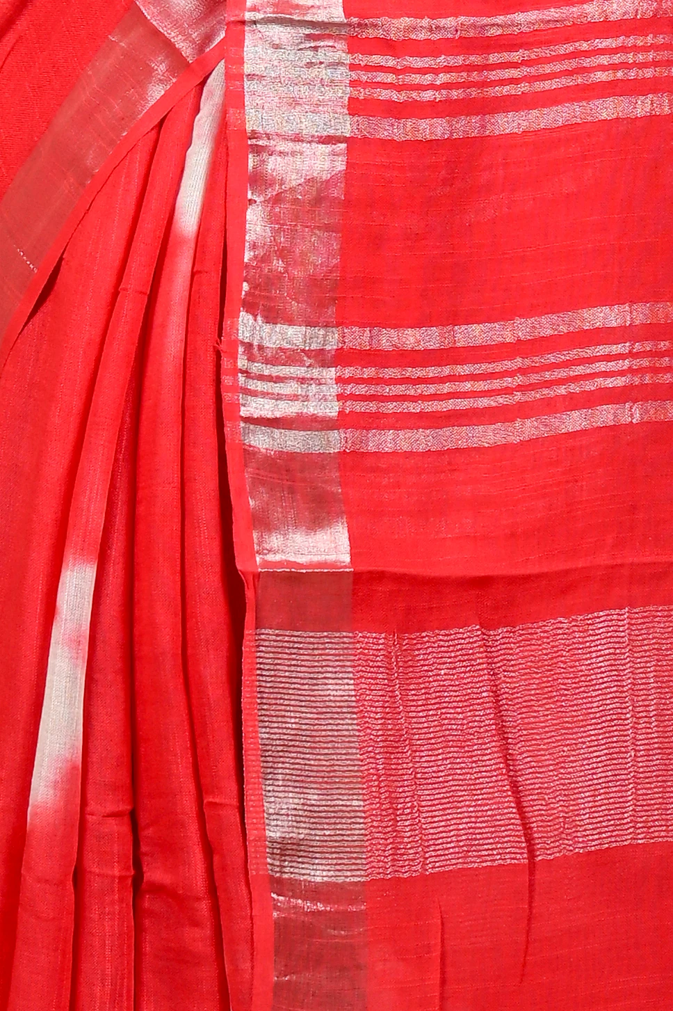 Red Pure Cotton Finui Hand Loom Saree (3068)