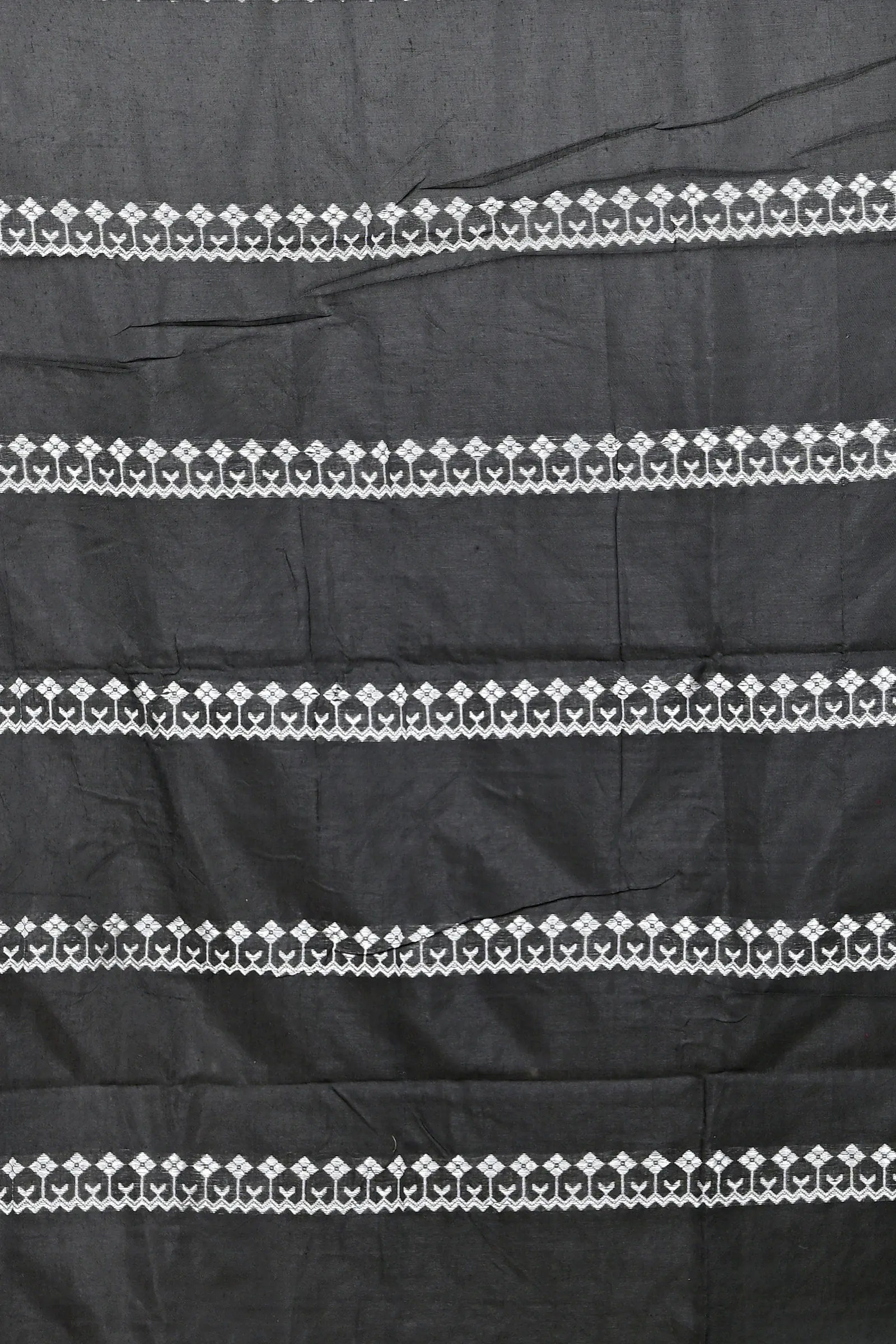Black Cotton Blended Pareta Hand Loom Saree (307)