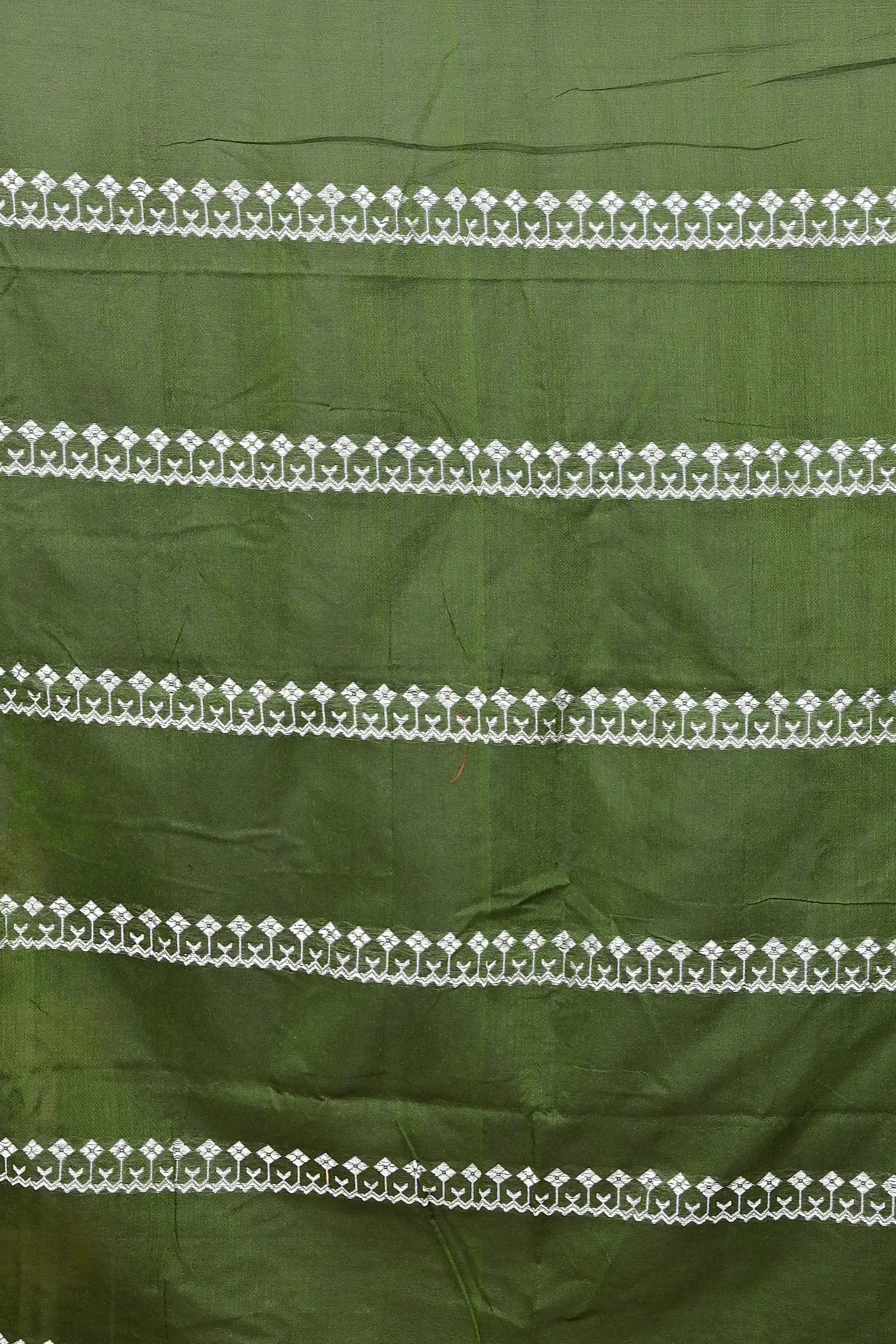Green Cotton Blended Pareta Hand Loom Saree (308)