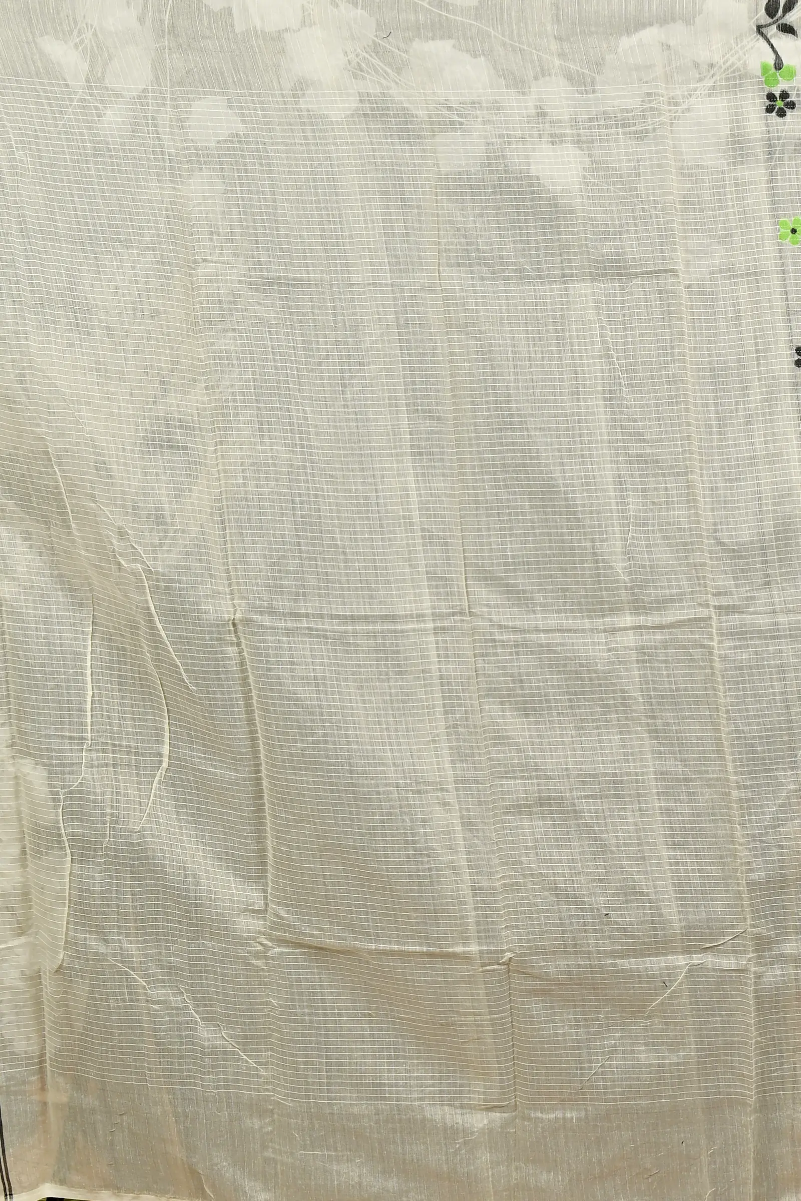 Off white Black Cotton Fivani Jamdani Saree (3080)