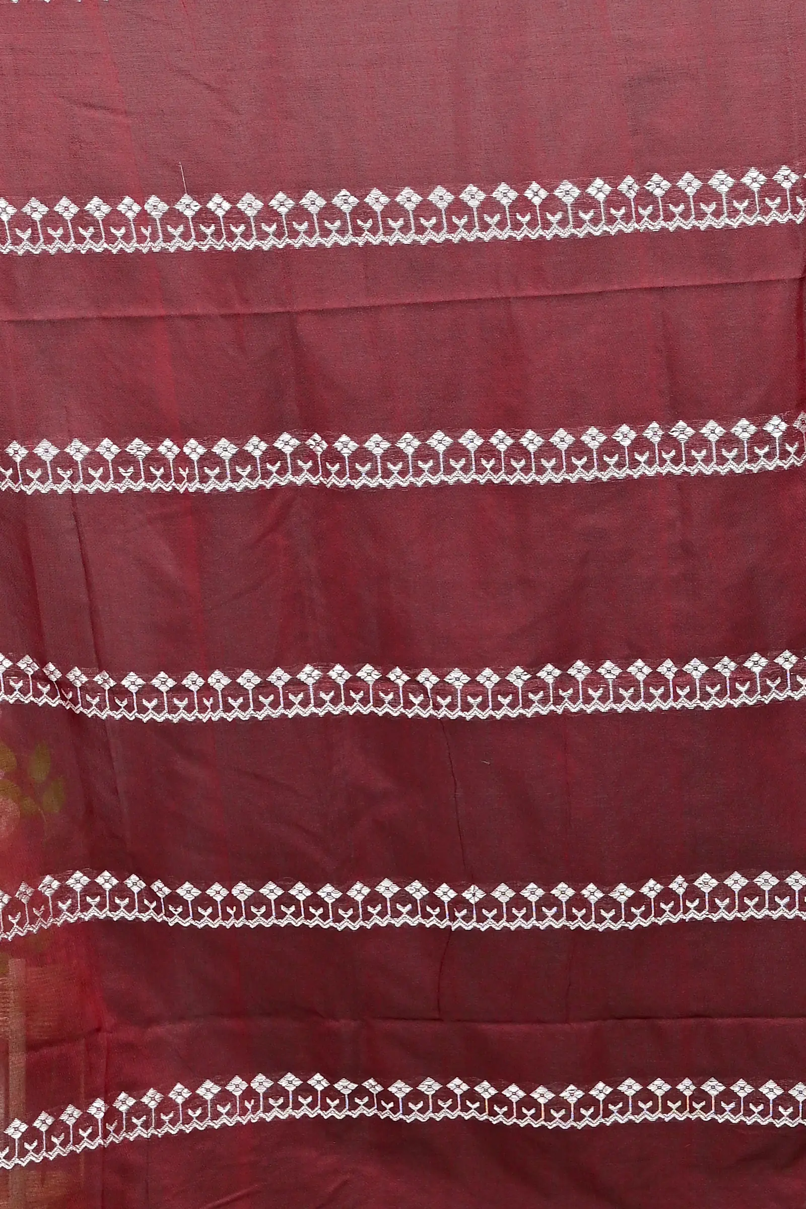 Maroon Cotton Blended Pareta Hand Loom Saree (309)