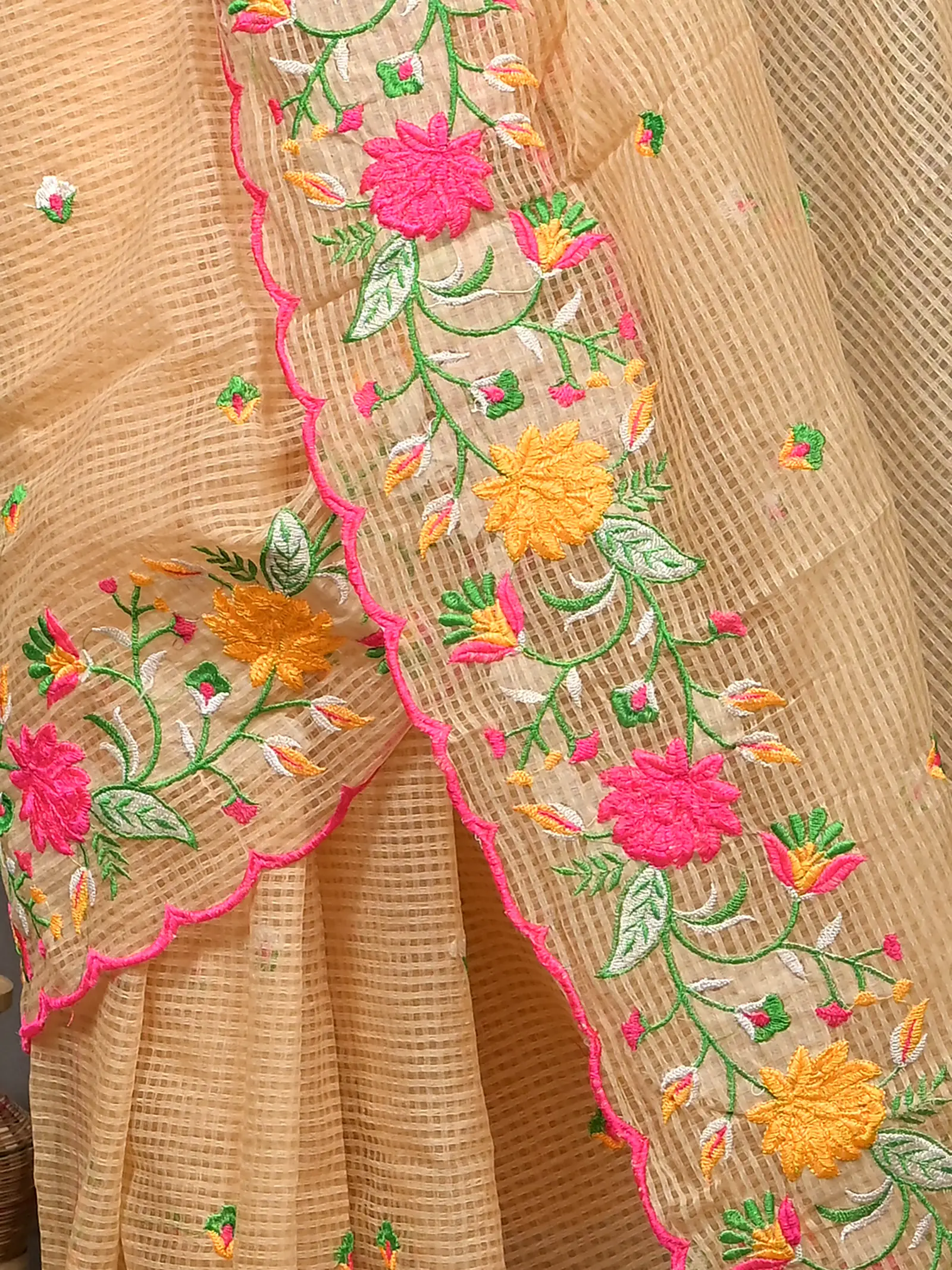 Brown Cotton Kotambo Mix Kota Embroidery Saree  (31)
