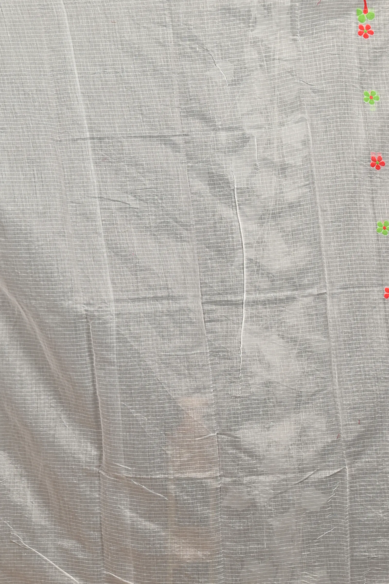 Off White Red Cotton Fivani Jamdani Saree (3100)