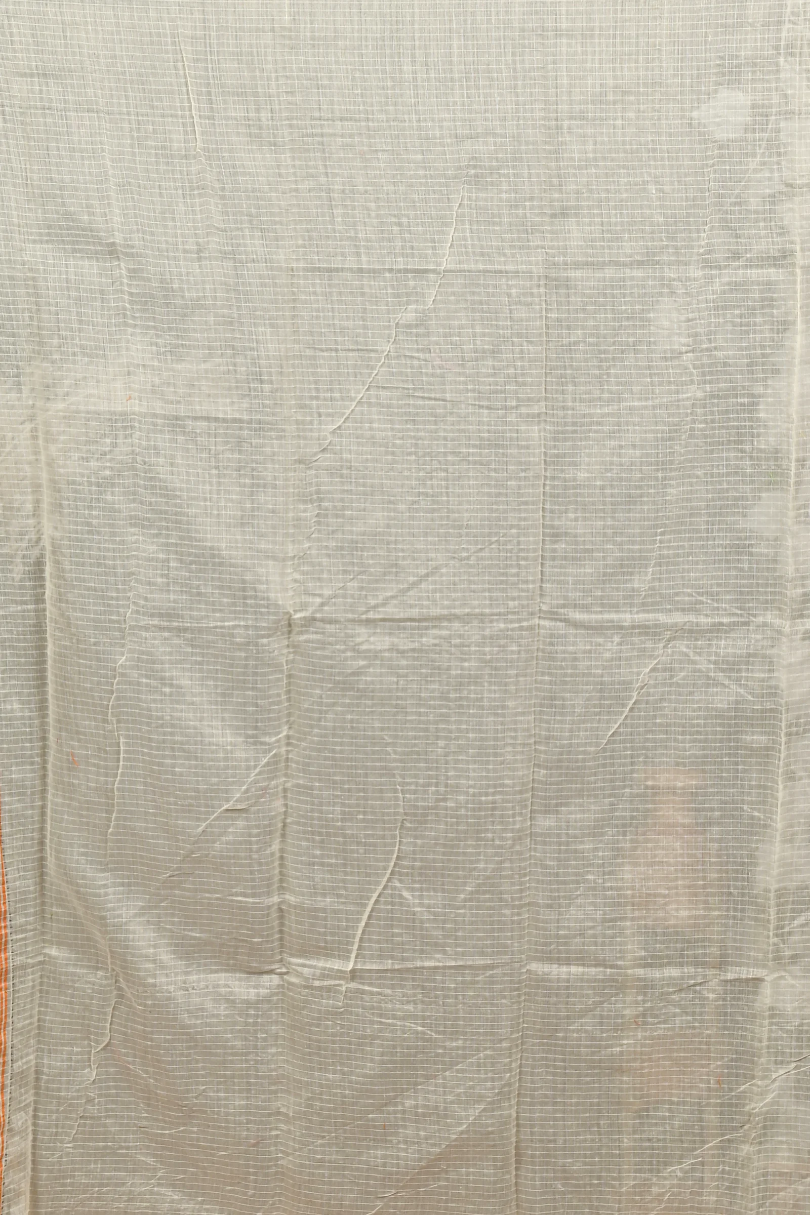 Off White Orange Cotton Fivani Jamdani Saree (3102)