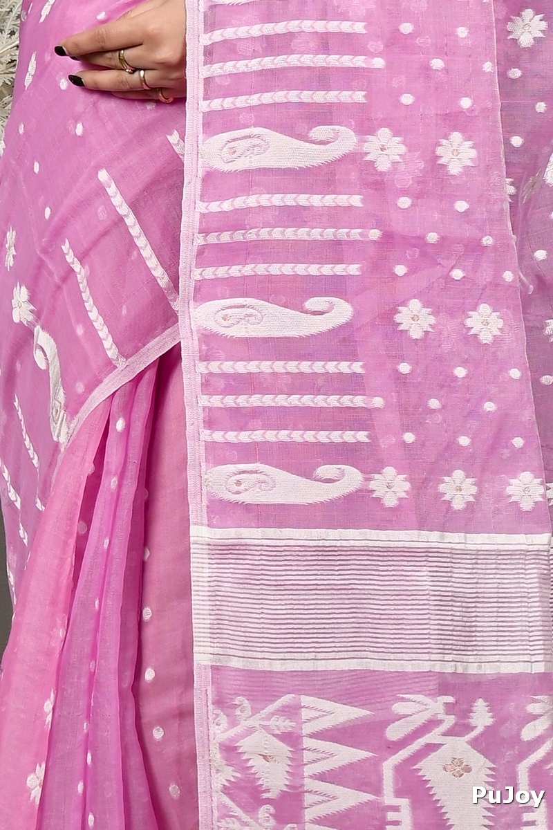 Violet Cotton Folai Jamdani Saree (3104)