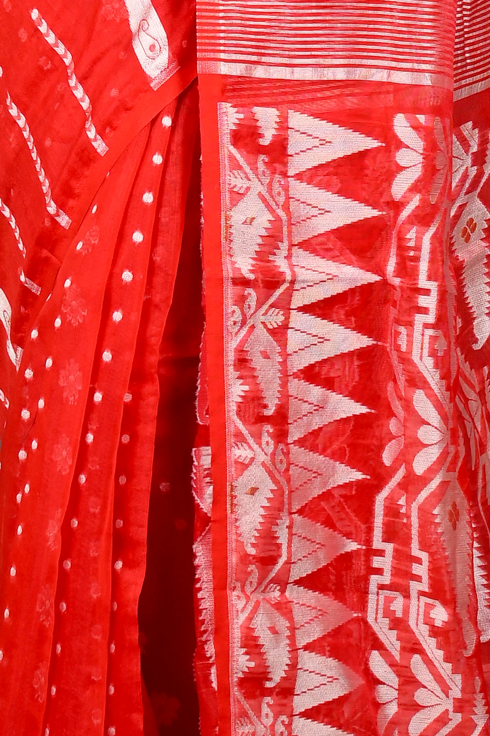 Red Cotton Folai Jamdani Saree (3105)