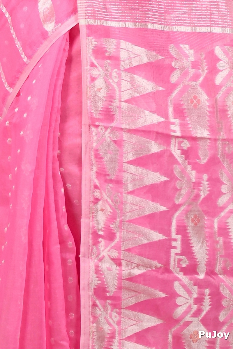 Baby Pink Cotton Folai Jamdani Saree (3108)