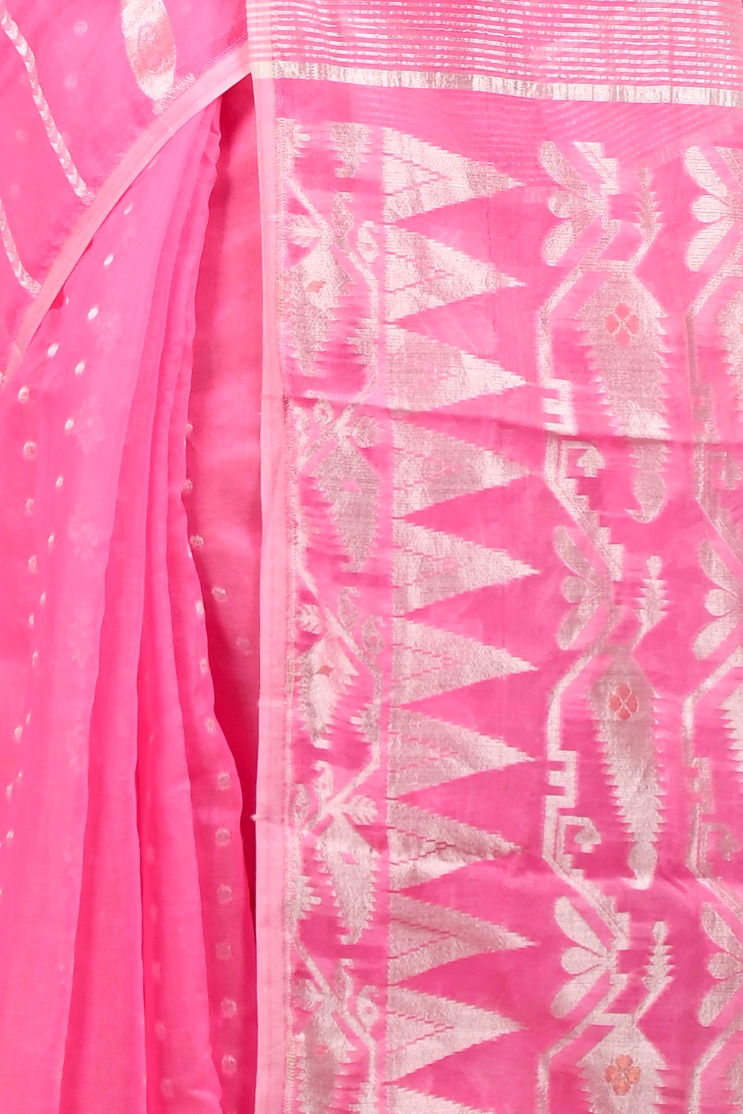 Baby Pink Cotton Folai Jamdani Saree (3108)