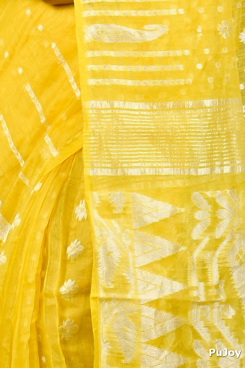 Yellow Cotton Folai Jamdani Saree (3109)