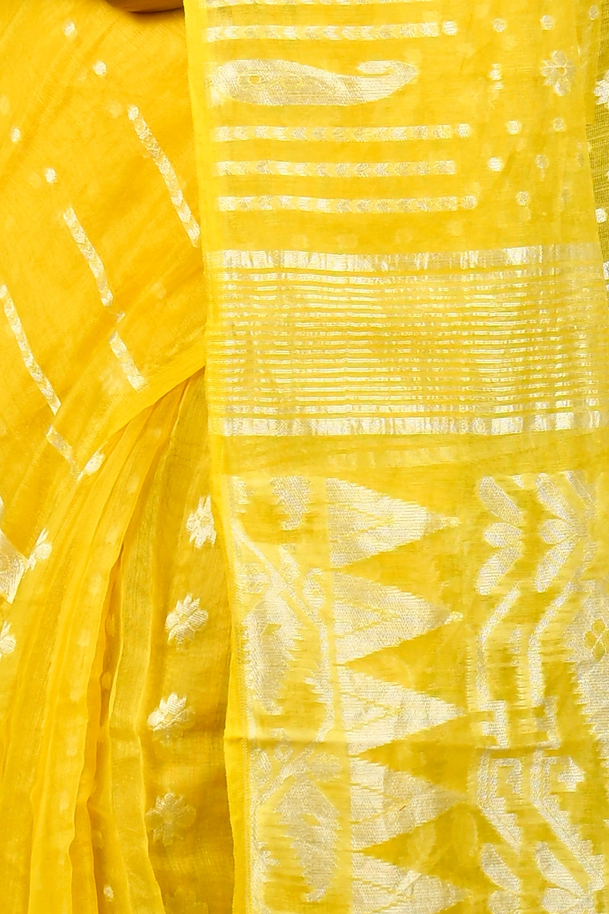 Yellow Cotton Folai Jamdani Saree (3109)