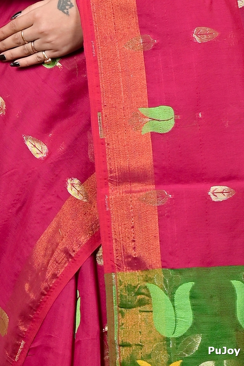 Purple Green Blended Cotton Foyani Hand Loom Saree (3114)