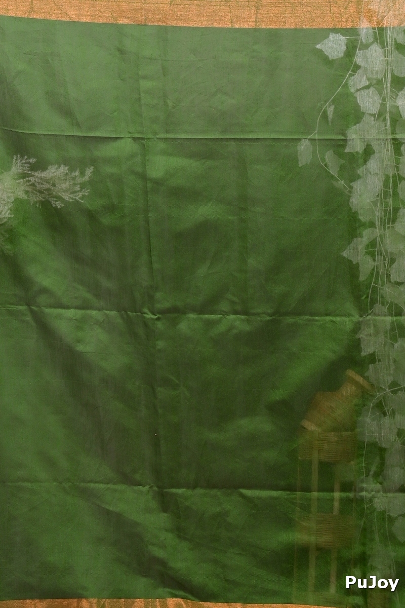 Dark Green Purpel Blended Cotton Foyani Hand Loom Saree (3115)