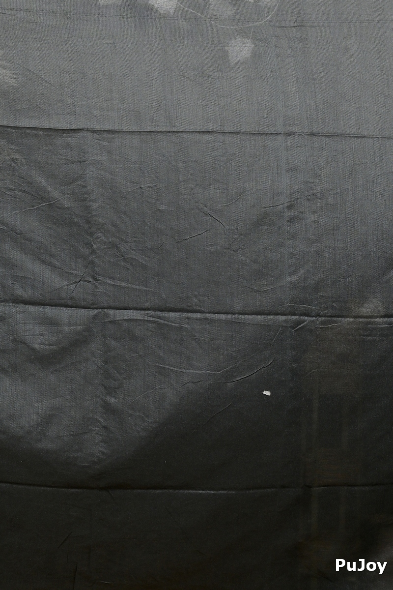 Black Blended Cotton Foyeli Embroidery Handloom saree (3118)