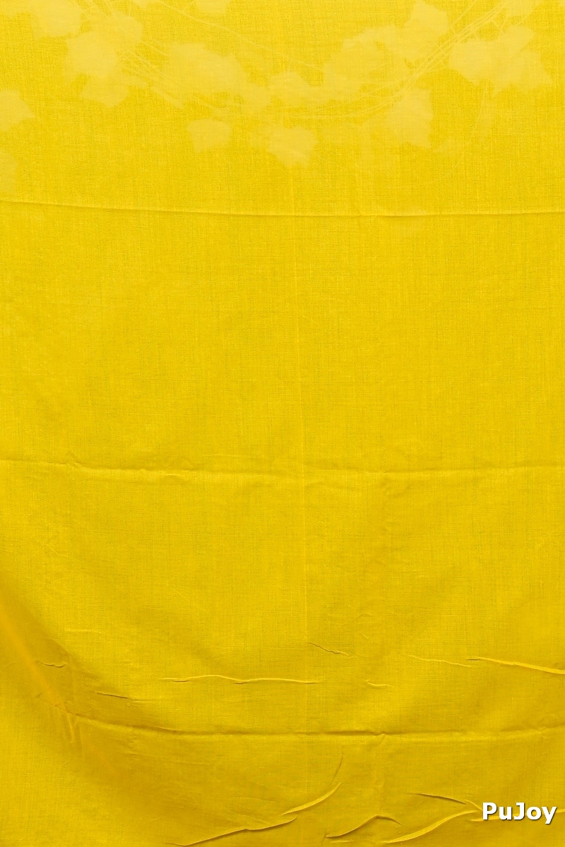 Yellow Blended Cotton Foyeli Embroidery Handloom saree (3119)