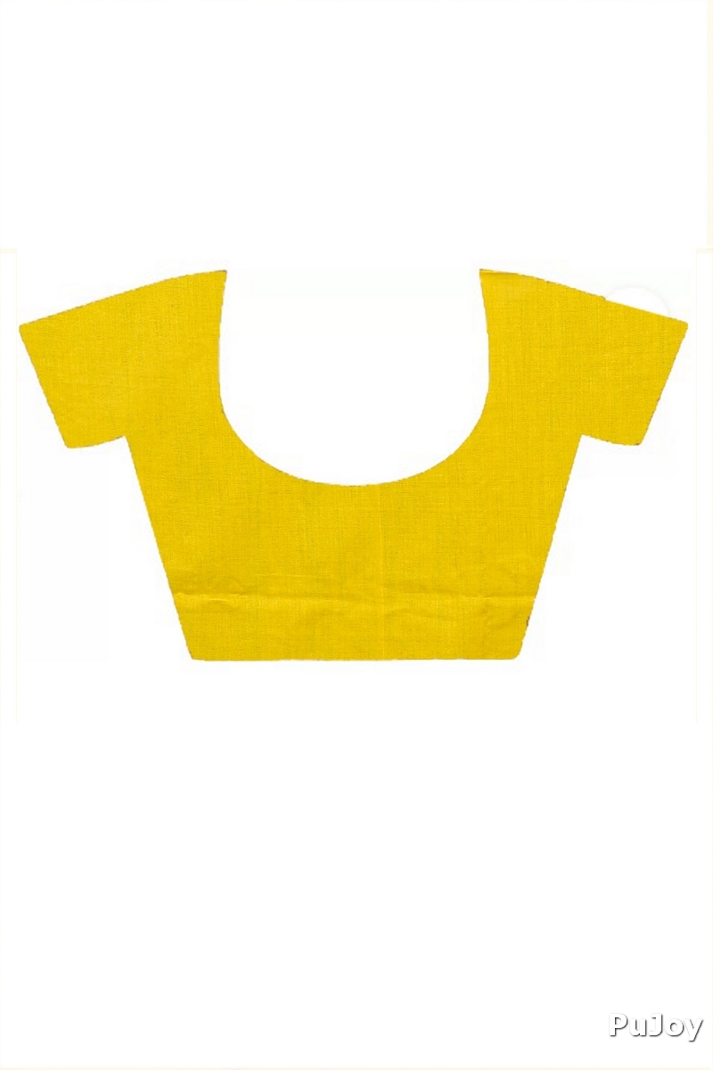 Yellow Blended Cotton Foyeli Embroidery Handloom saree (3119)