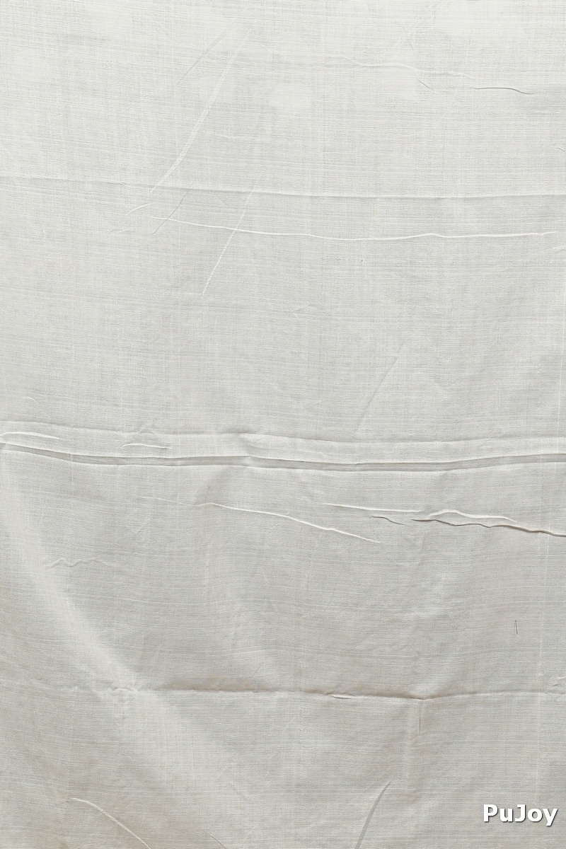 White Blended Cotton Foyeli Embroidery Handloom saree (3120)