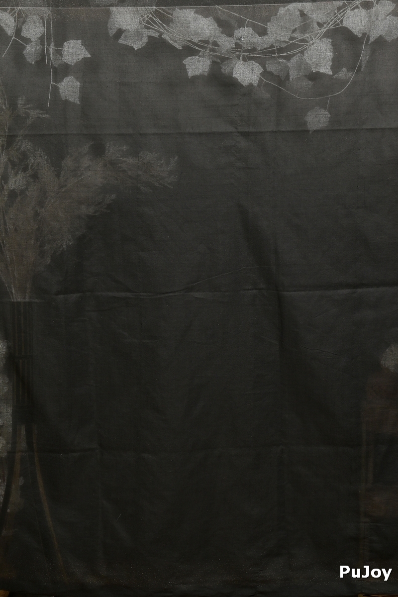 Black Pure Cotton Foyma Tant Saree Print (3125)