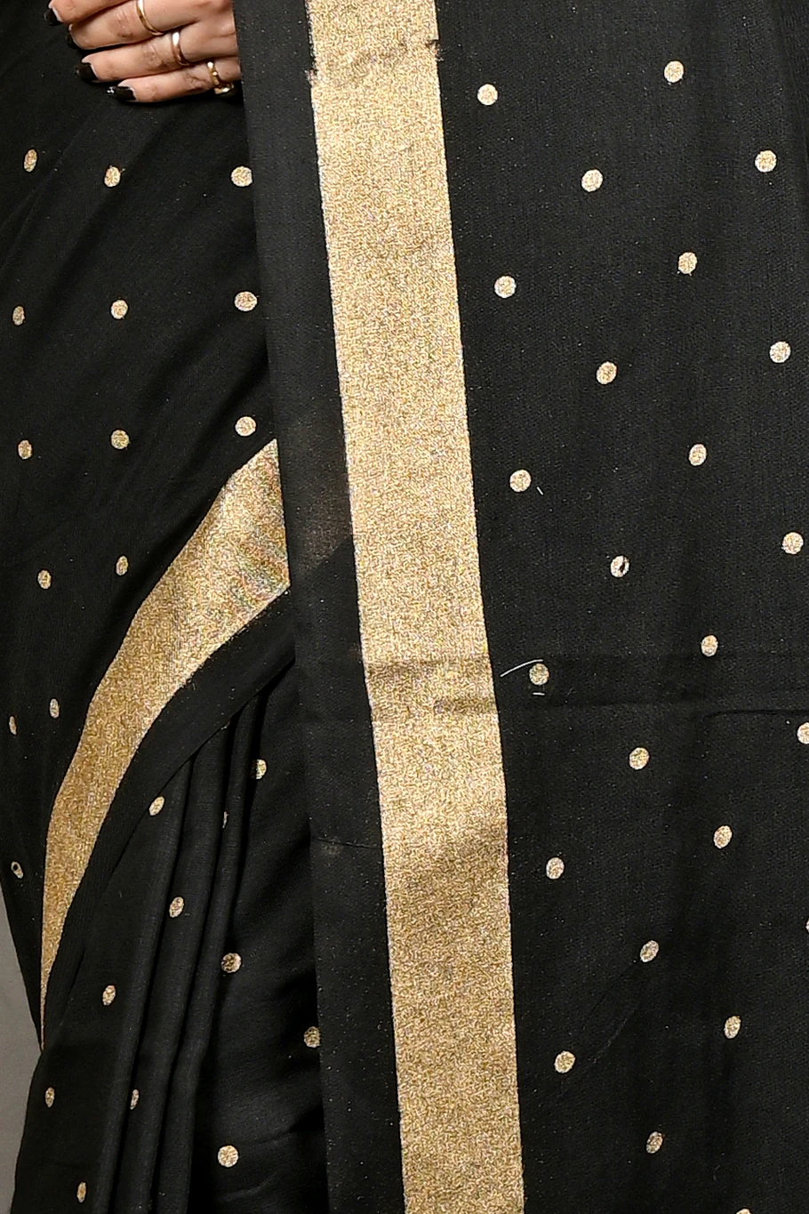 Black Pure Cotton Foyma Tant Saree Print (3125)