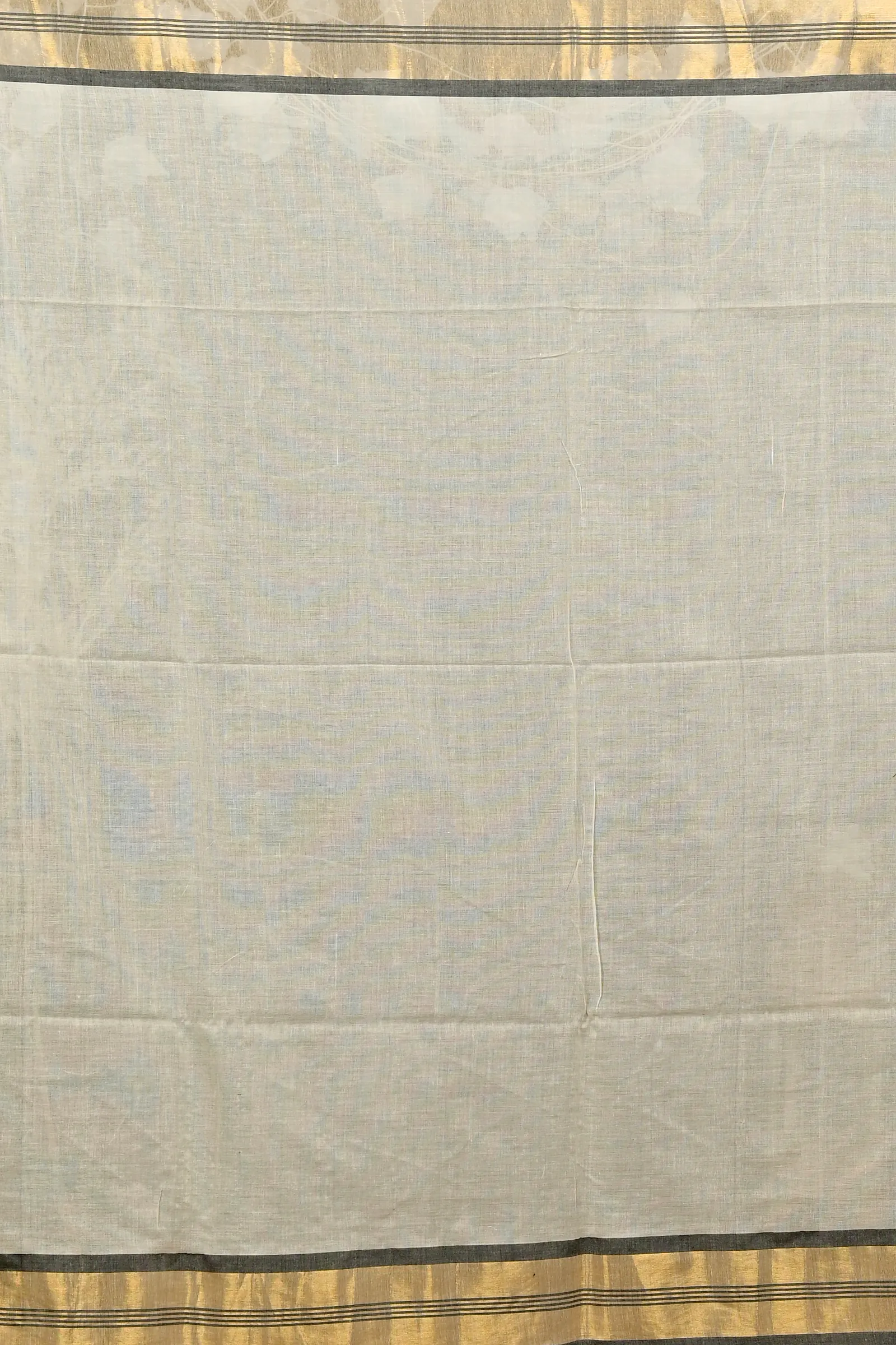 White Brown Cotton Sofeda Hand Loom Saree (3126)