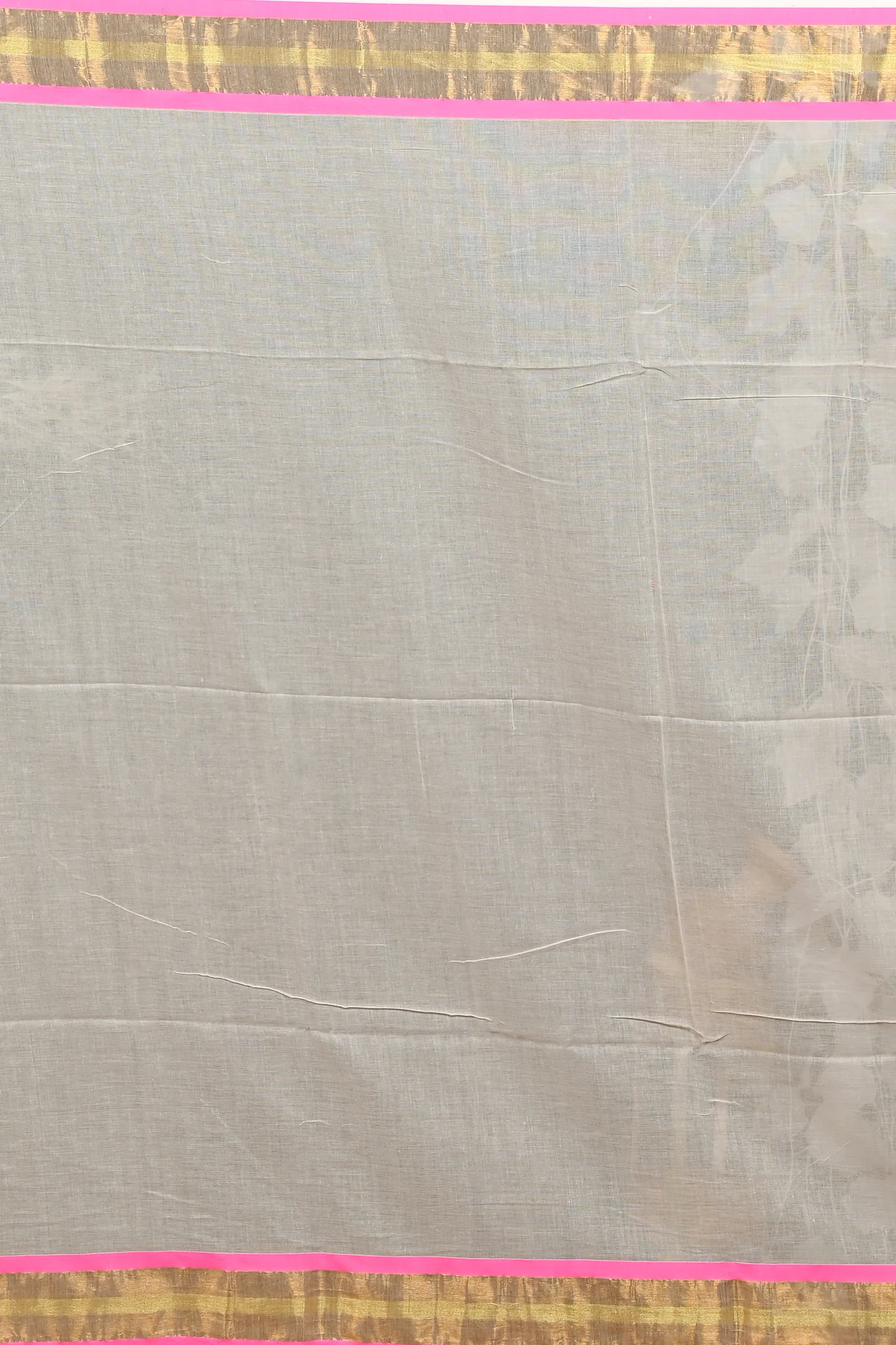 White Pink Cotton Sofeda Hand Loom Saree (3127)