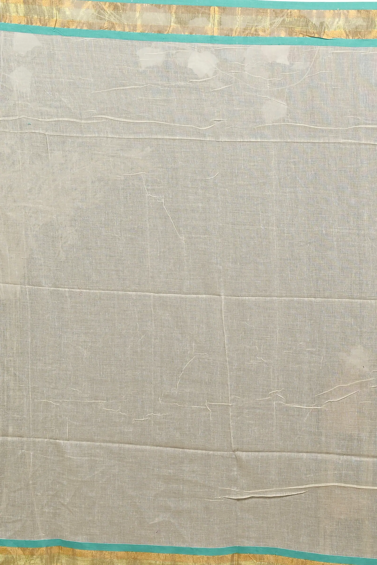 White Gold Cotton Sofeda Hand Loom Saree (3128)