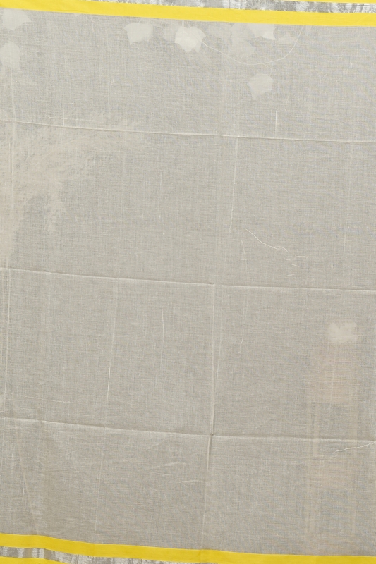 White Yellow Cotton Sofeda Hand Loom Saree (3129)